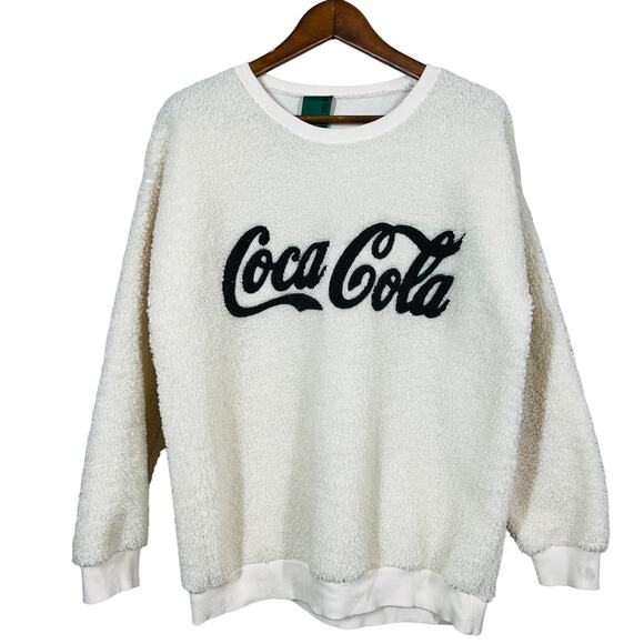 Ccoltong Sweatshirt Streetwear Korea Coca Cola Fleece Long Sleeve Crewneck - L - Picture 1 of 5